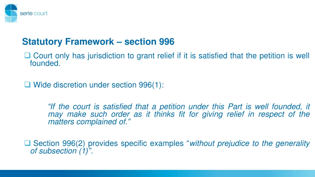 statutory framework section 996