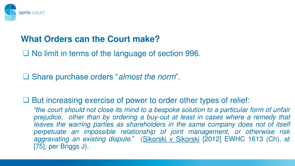 what orders can the court make