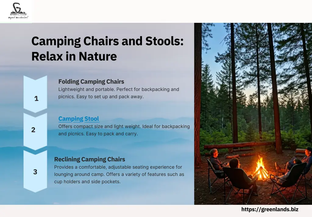 camping chairs and stools relax in nature