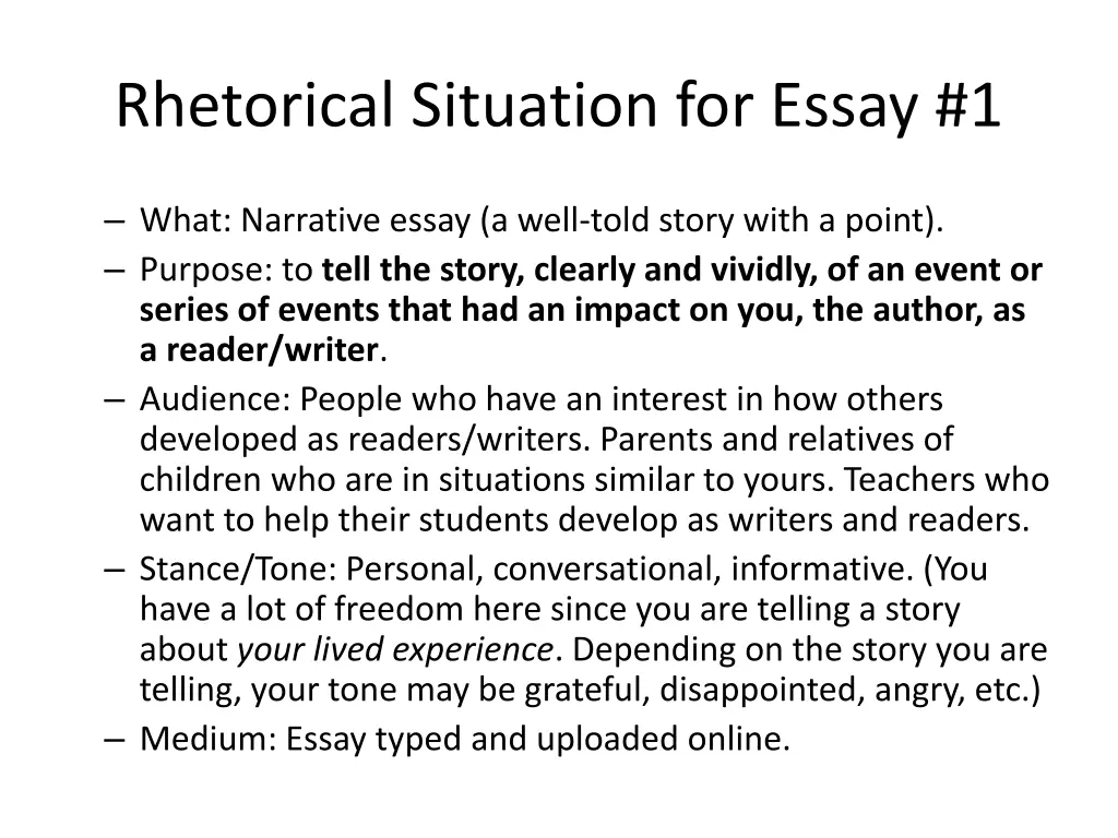 rhetorical situation for essay 1