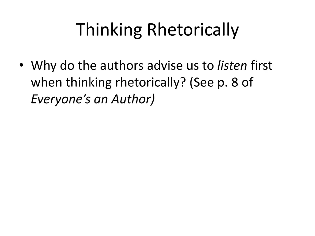 thinking rhetorically