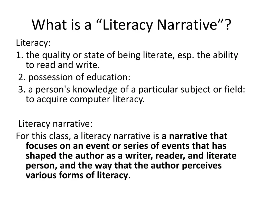 what is a literacy narrative literacy