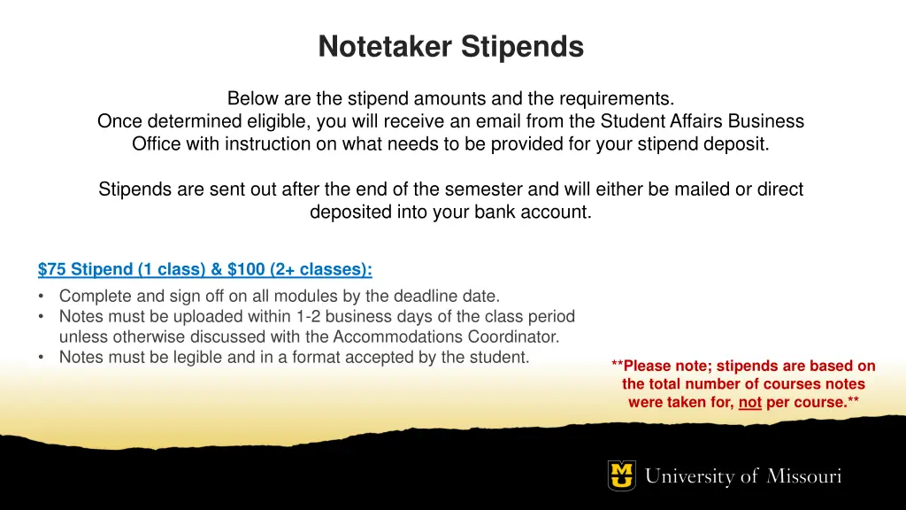 notetaker stipends