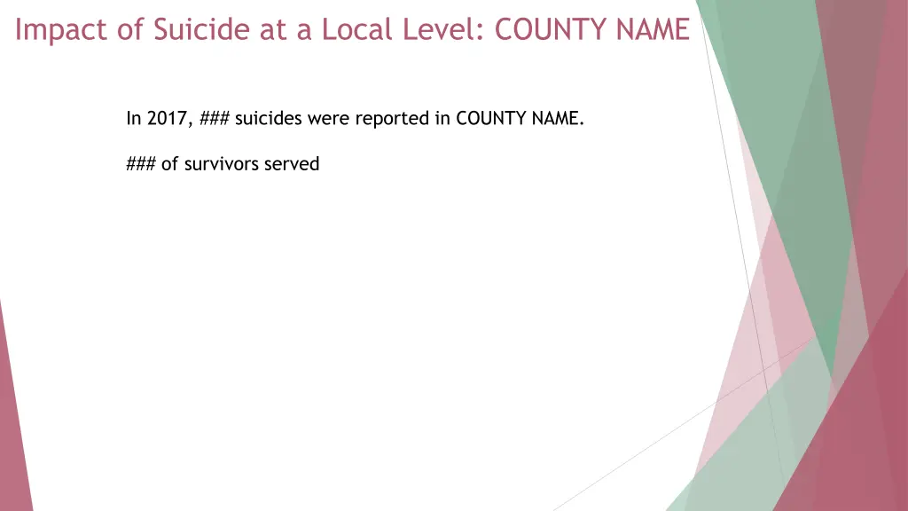 impact of suicide at a local level county name