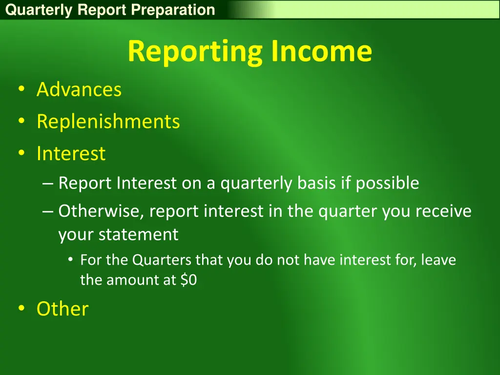 quarterly report preparation 22