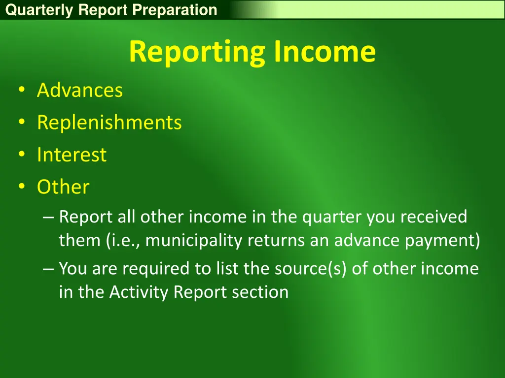 quarterly report preparation 23