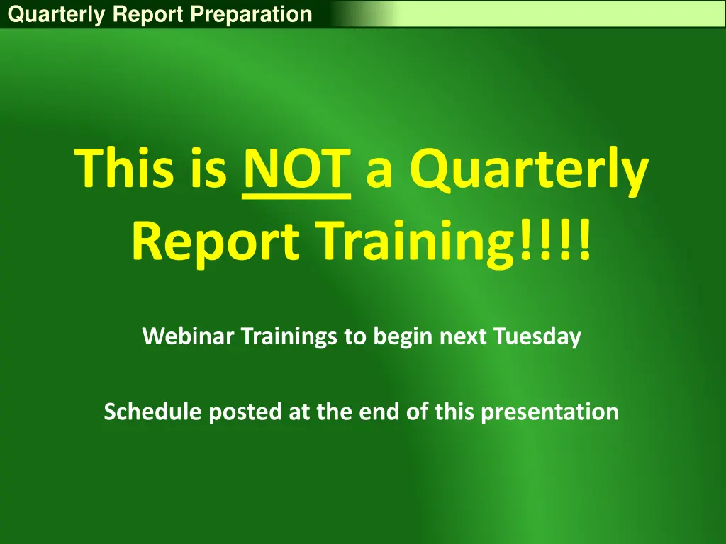 quarterly report preparation