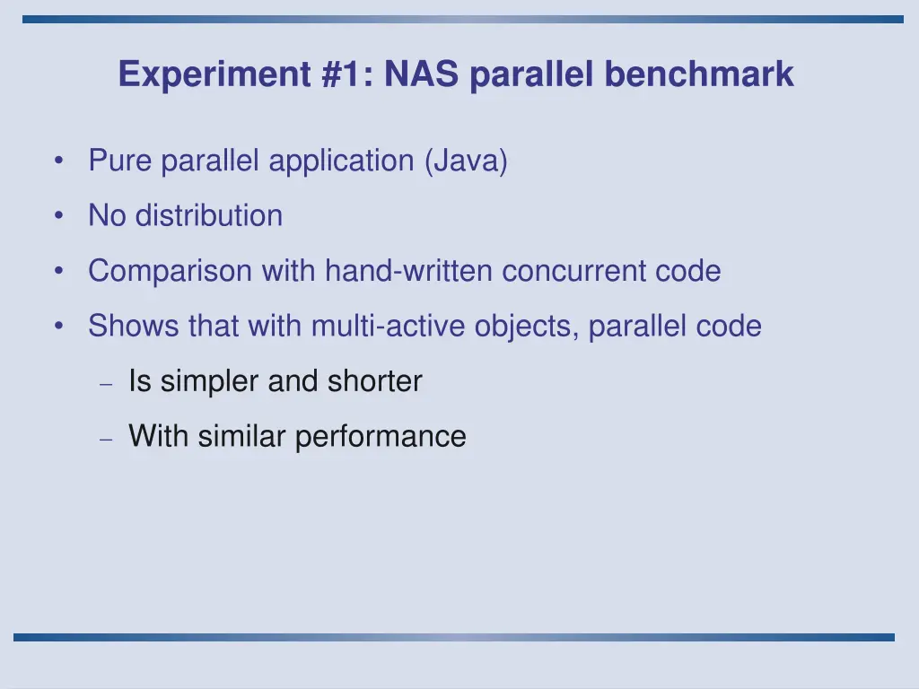 experiment 1 nas parallel benchmark