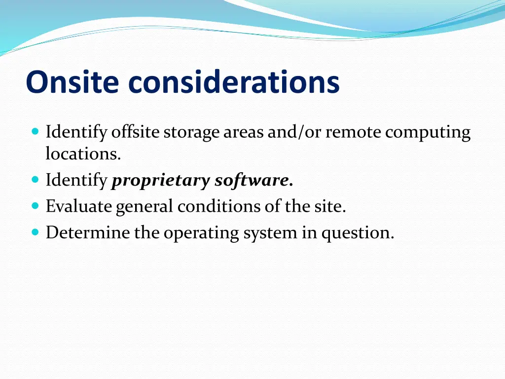 onsite considerations 2