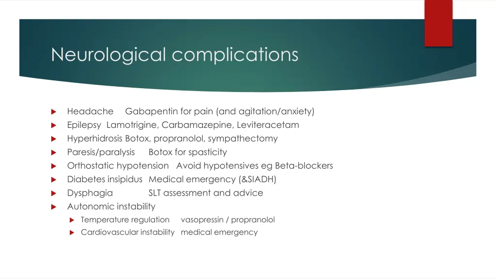 neurological complications