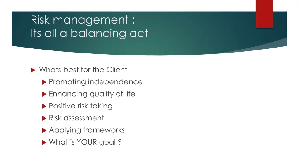 risk management its all a balancing act