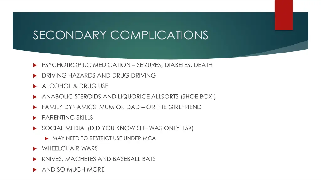 secondary complications