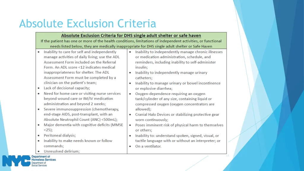 absolute exclusion criteria