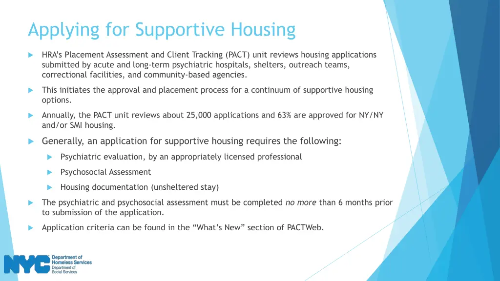 applying for supportive housing