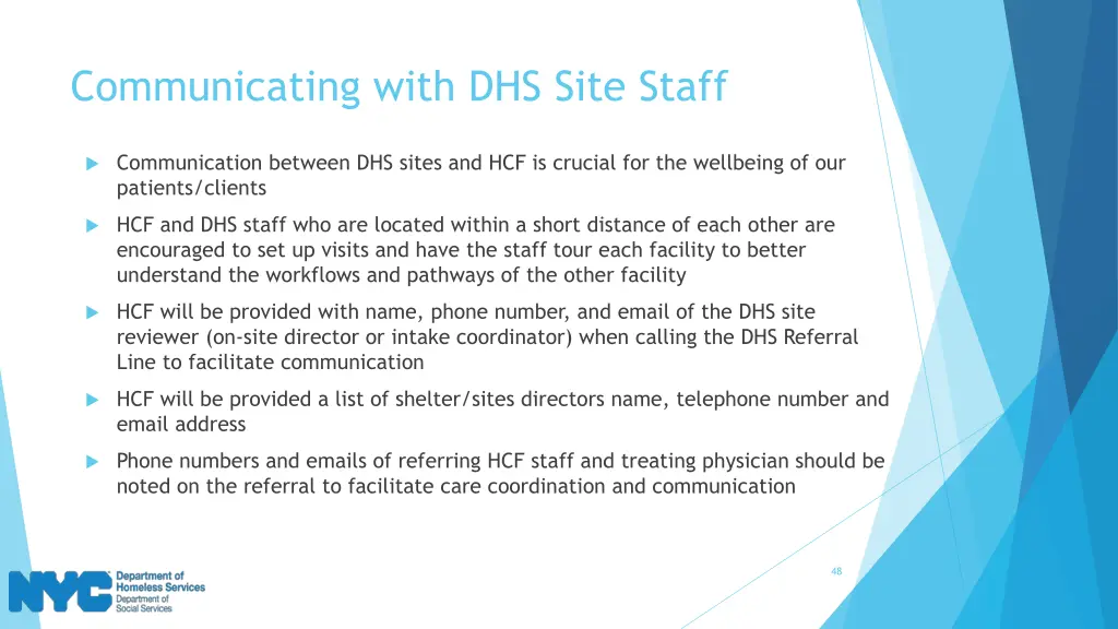 communicating with dhs site staff