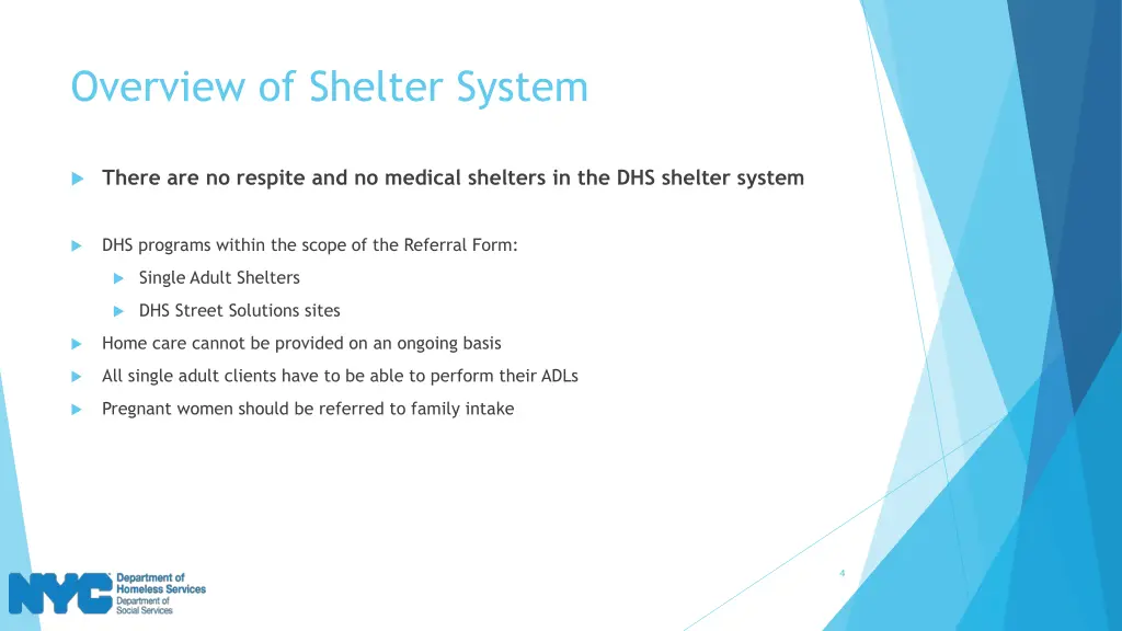 overview of shelter system