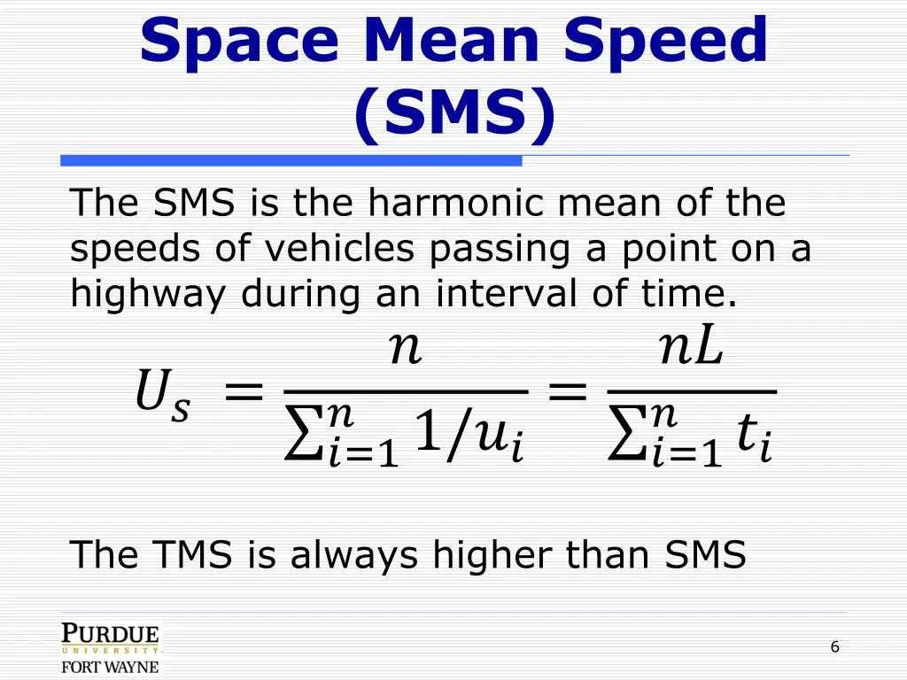 space mean speed sms