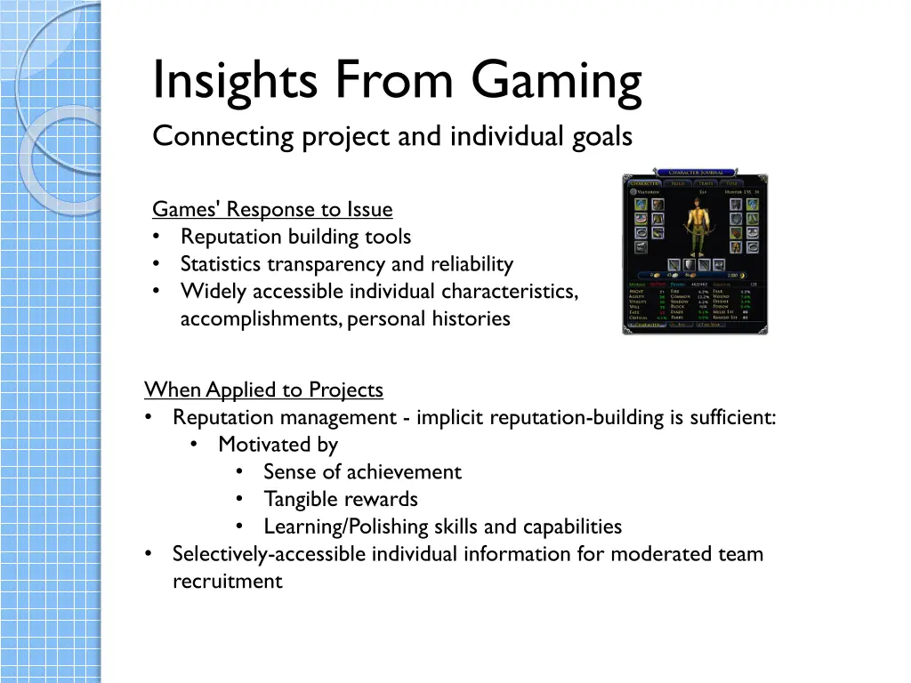 insights from gaming connecting project