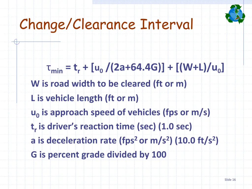 change clearance interval 2