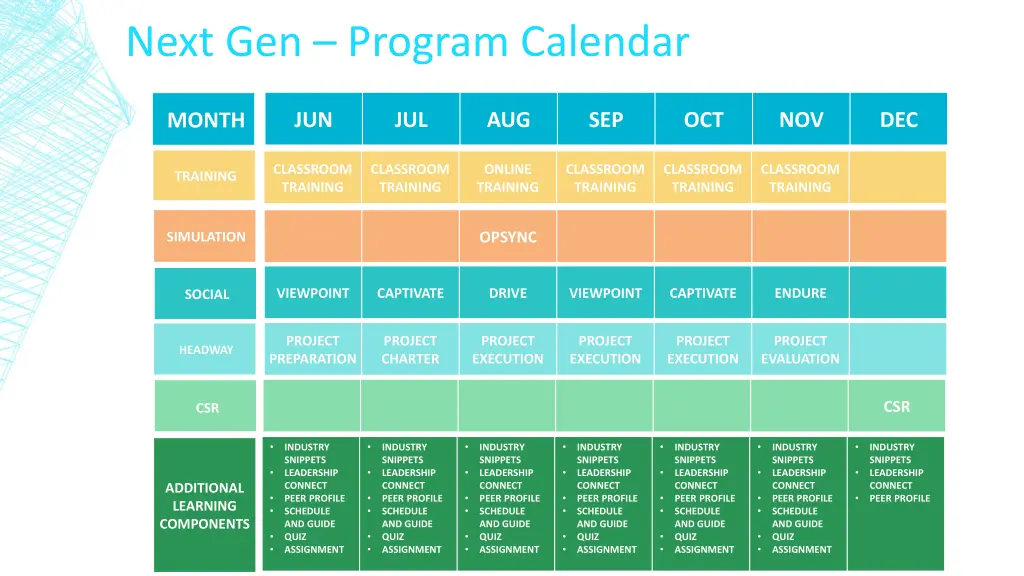 next gen program calendar