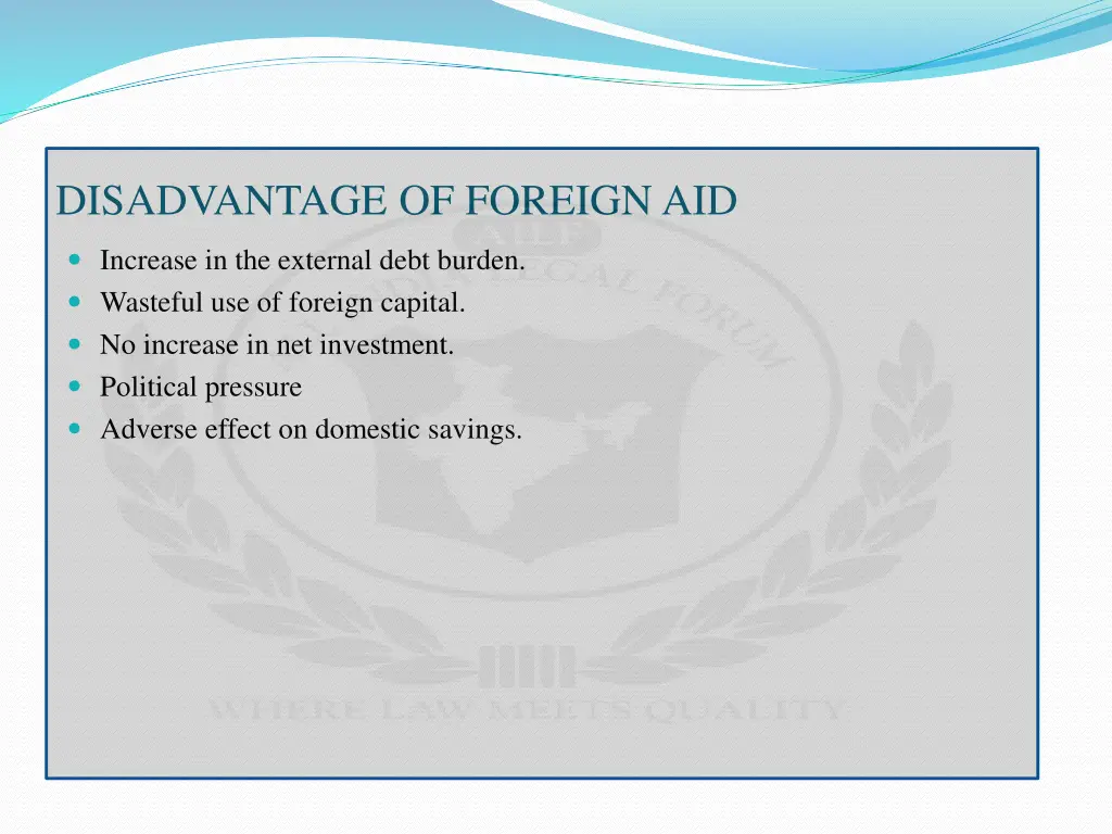 disadvantage of foreign aid