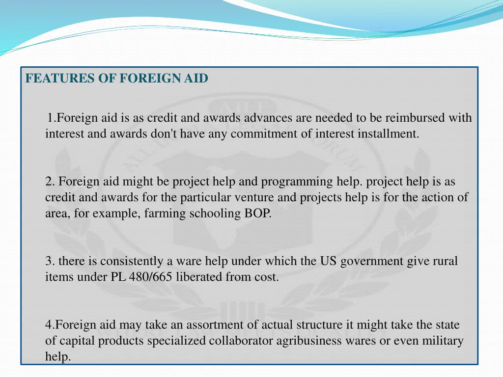 features of foreign aid