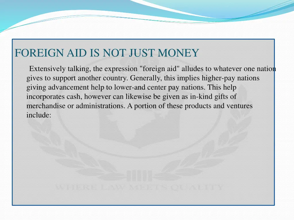 foreign aid is not just money