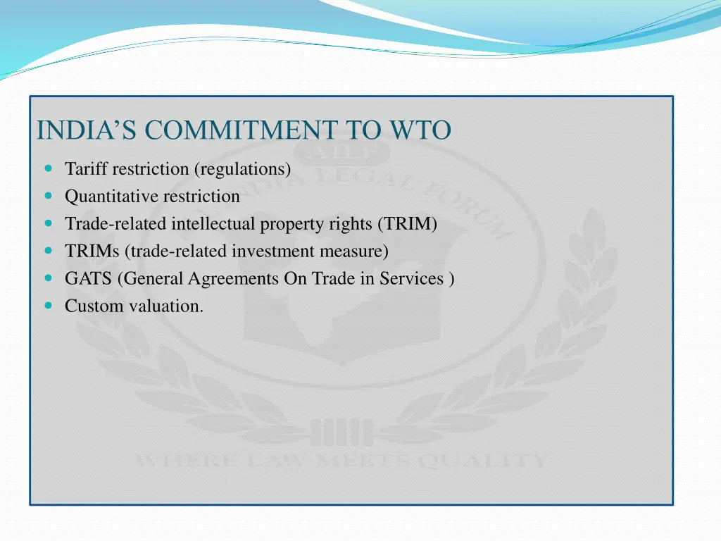 india s commitment to wto