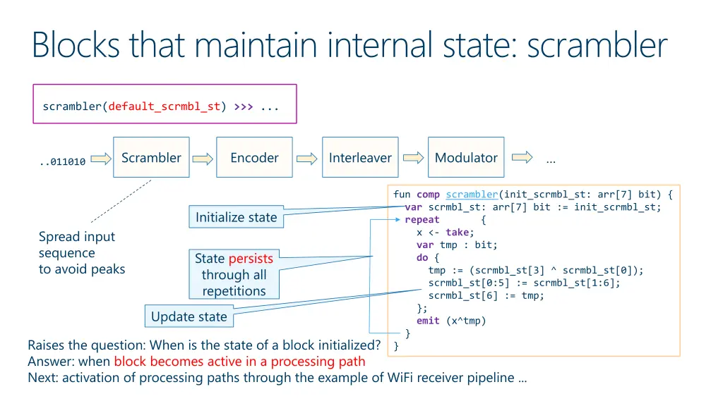 blocks that maintain internal state scrambler