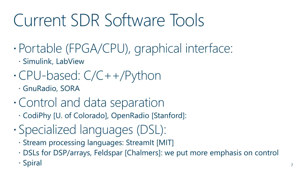 current sdr software tools