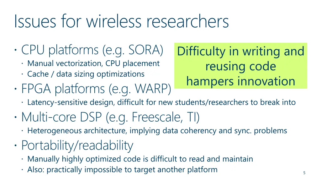 issues for wireless researchers