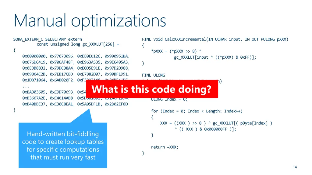 manual optimizations