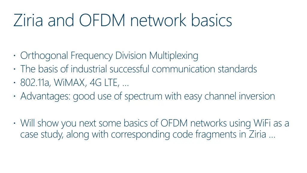 ziria and ofdm network basics