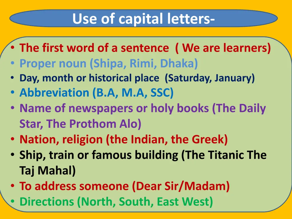 use of capital letters