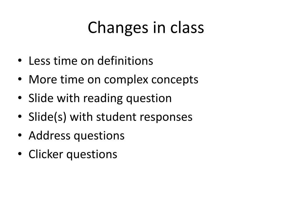 changes in class