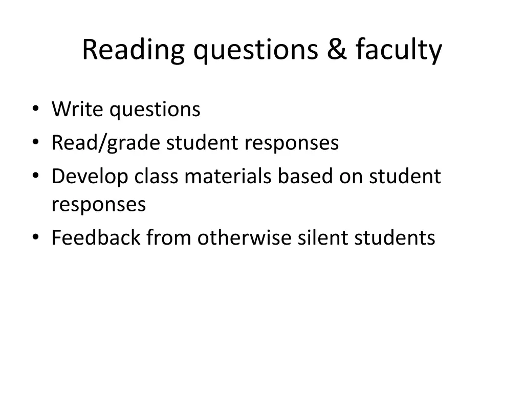 reading questions faculty