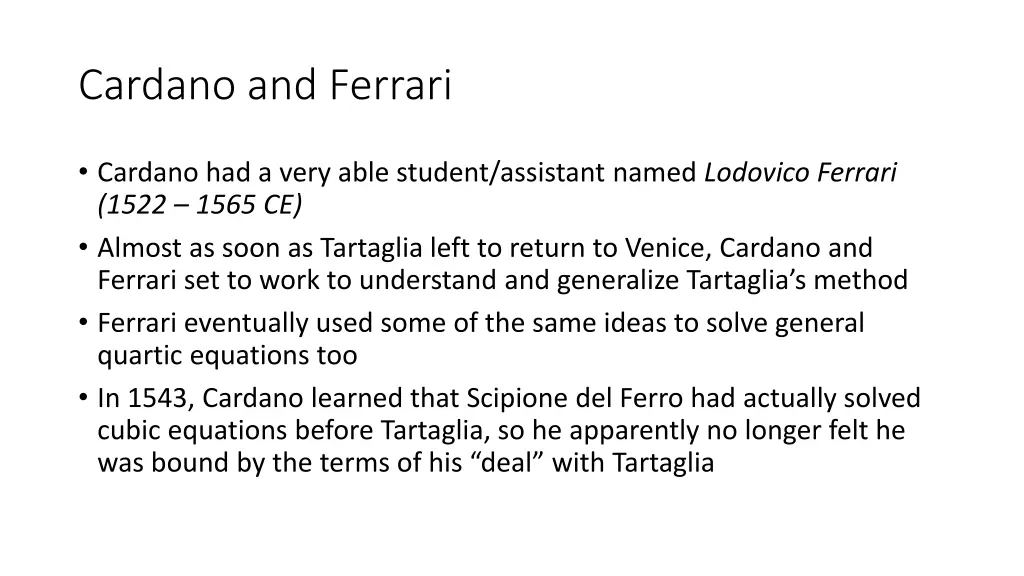 cardano and ferrari