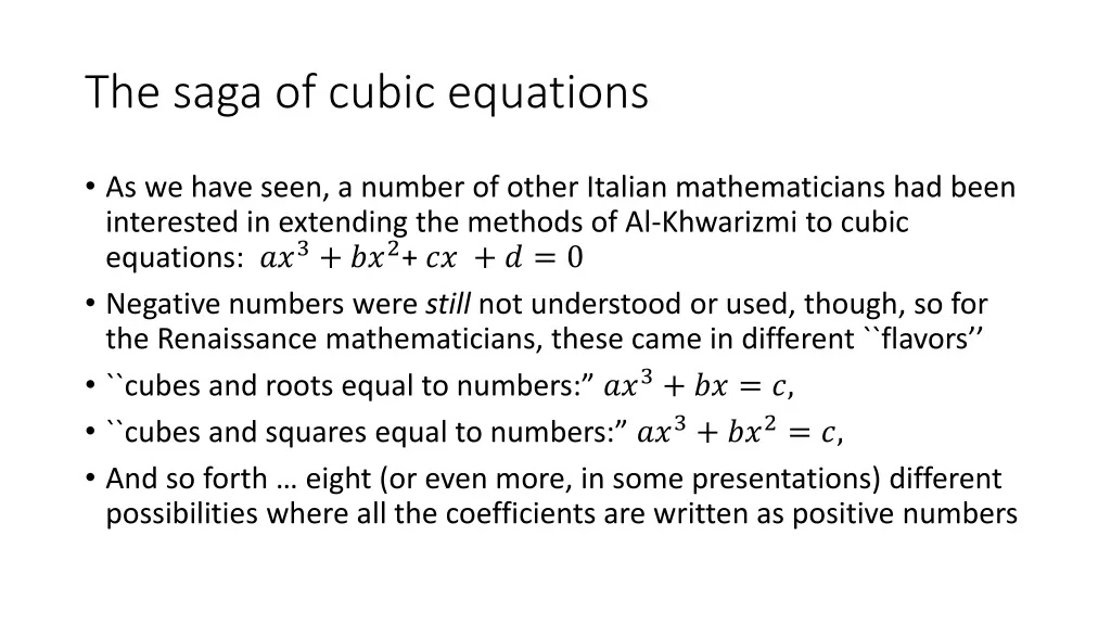 the saga of cubic equations