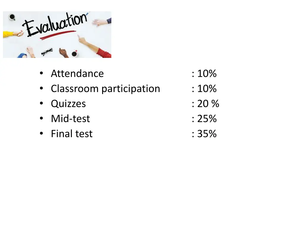 attendance classroom participation quizzes