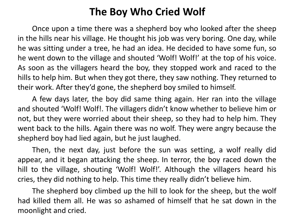 the boy who cried wolf