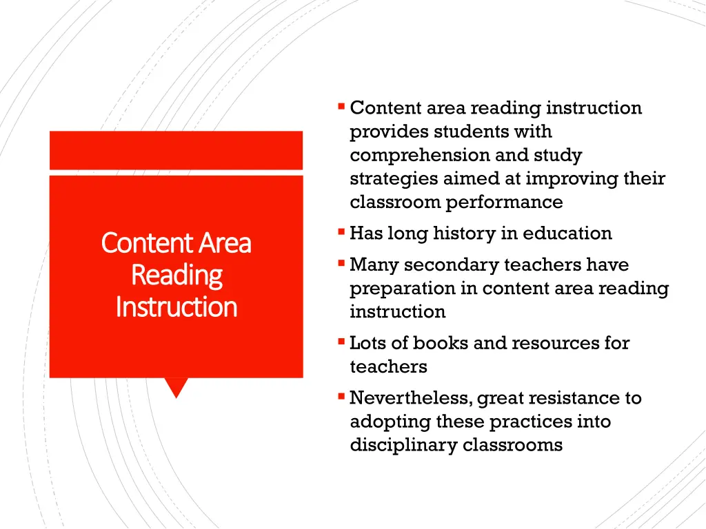 content area reading instruction provides