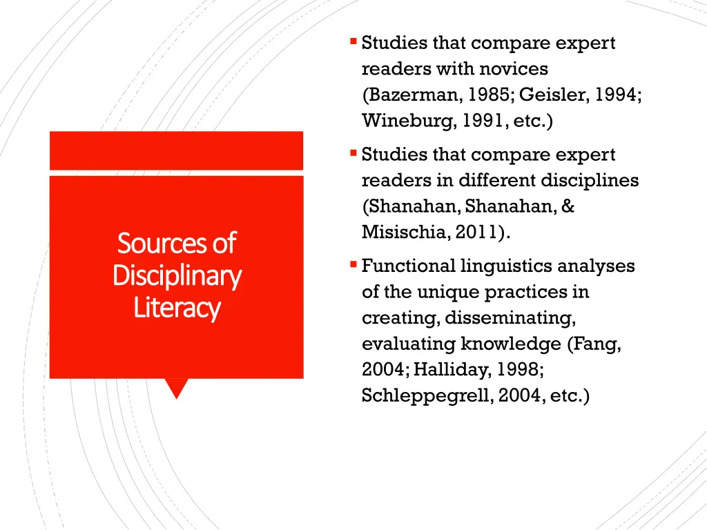 studies that compare expert readers with novices