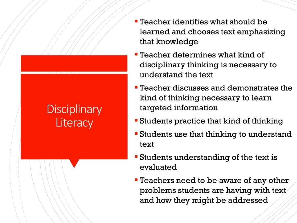 teacher identifies what should be learned