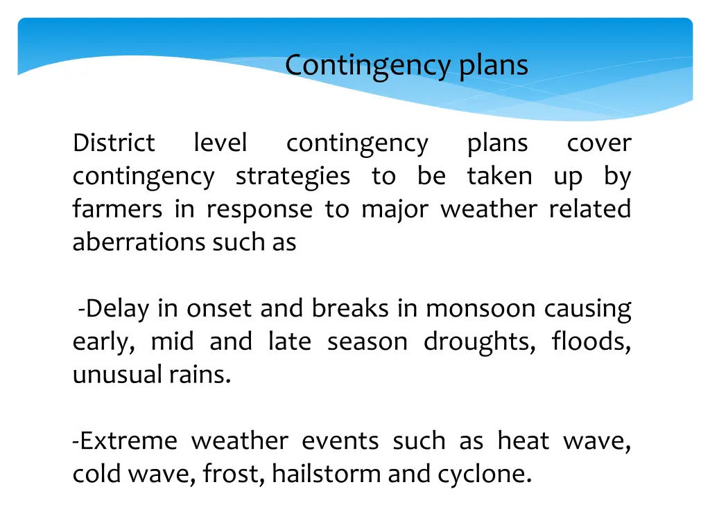 contingency plans