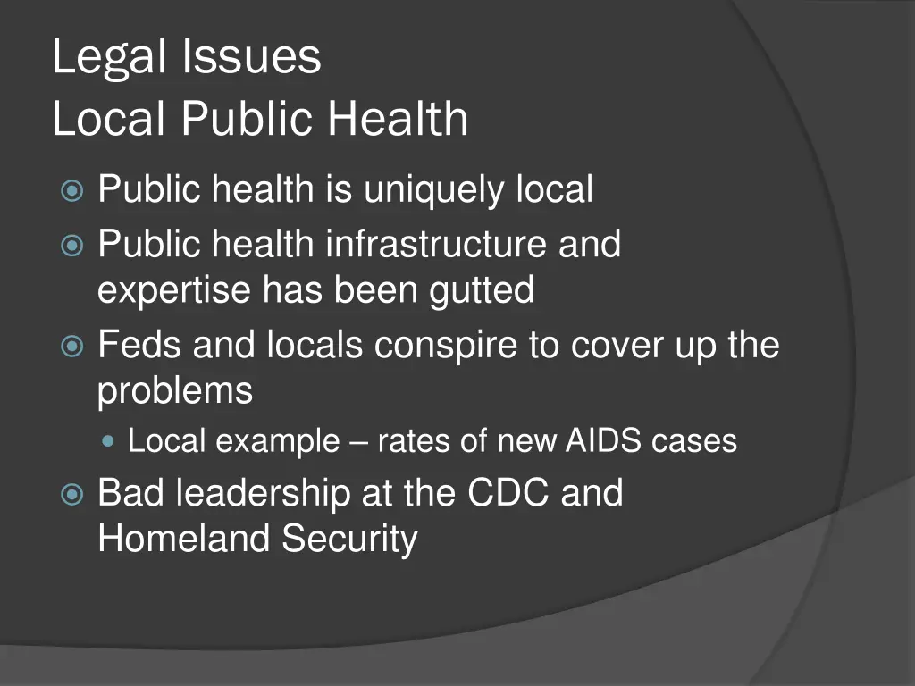 legal issues local public health