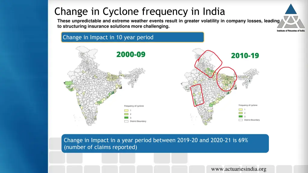 change in cyclone frequency in india these