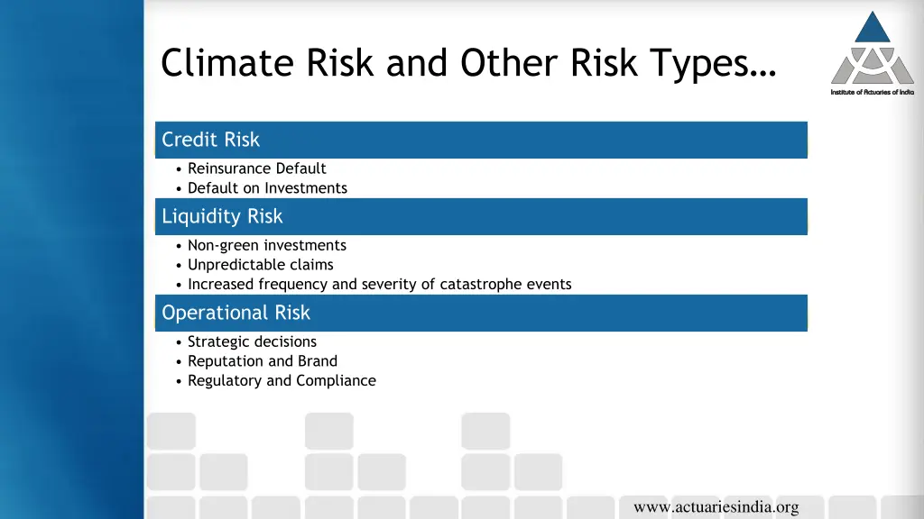 climate risk and other risk types