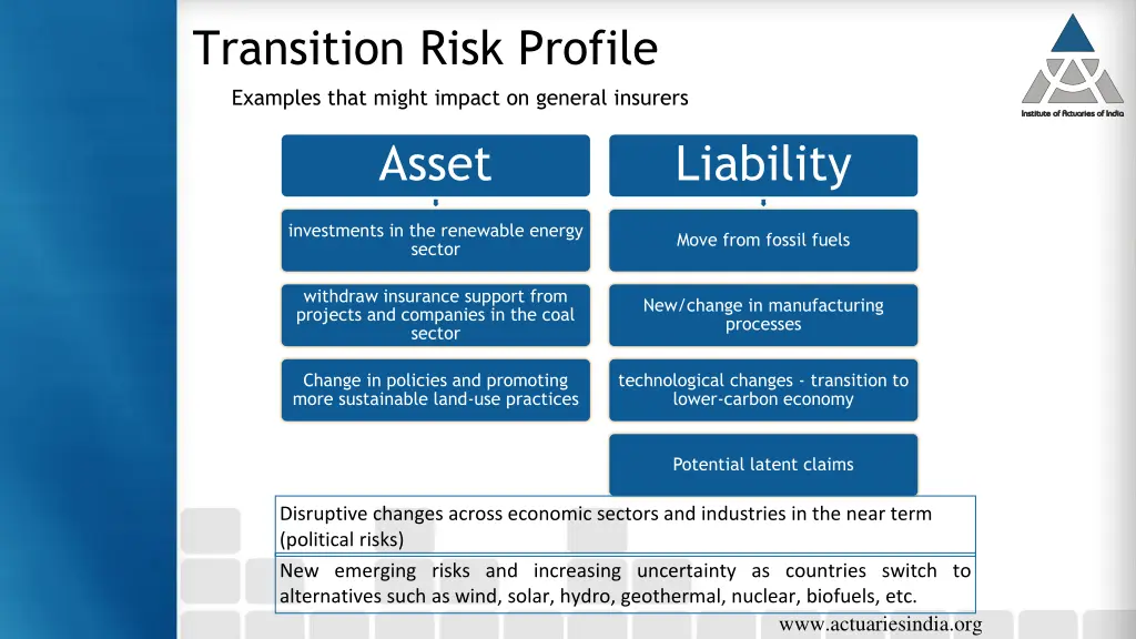 transition risk profile examples that might