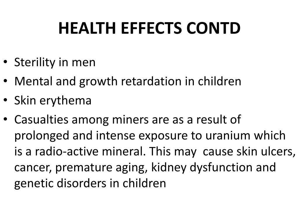 health effects contd 1