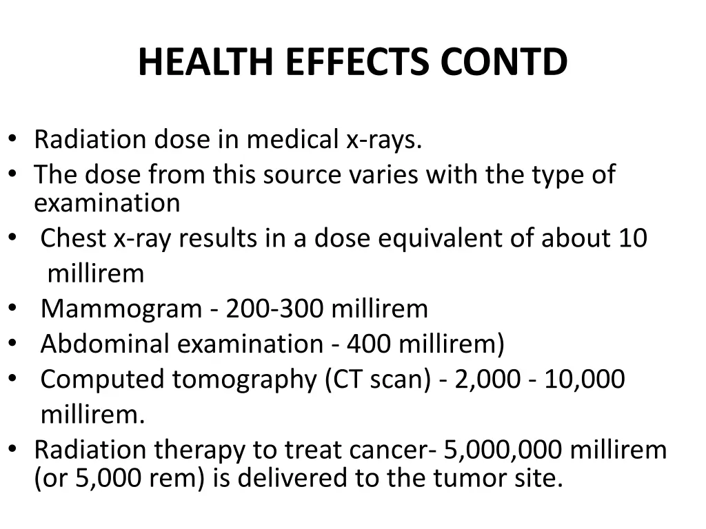 health effects contd